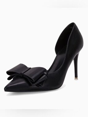 Coutgo Pointed Toe Stiletto Heel Pump Dressy Shoes with Bow